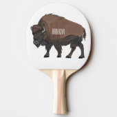 Bison cartoon afbeelding tafeltennisbatje (Achterkant)