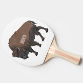 Bison cartoon afbeelding tafeltennisbatje (Zijkant)