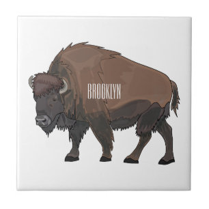 Bison cartoon afbeelding tegeltje