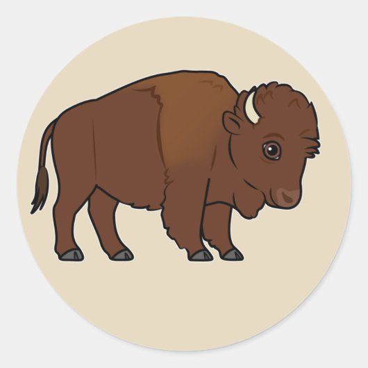 Bison Cartoon Ronde Sticker (Voorkant)