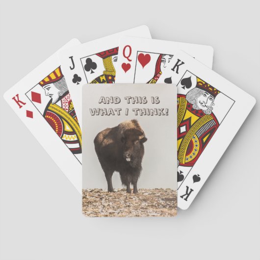 Bison die zijn tong uit tikt - Humor - grappig Pokerkaarten (Achterkant)