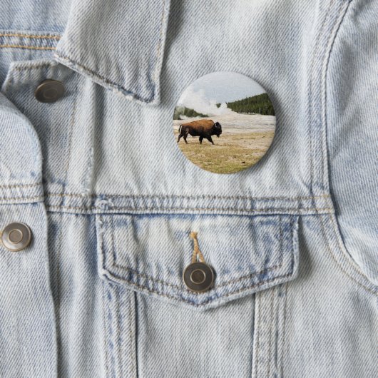Bison en oude gelovigen ronde button 5,7 cm (In situ)