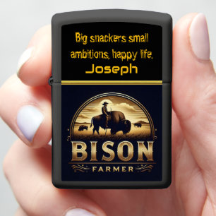 Bison Farmer Tending naar zijn kudde in Golden Fie