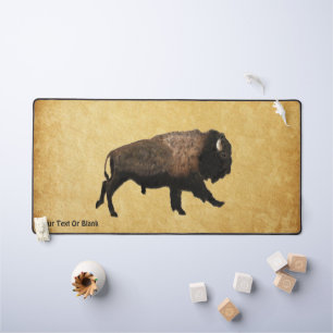 Bison gatsen op oud papier bureaumat