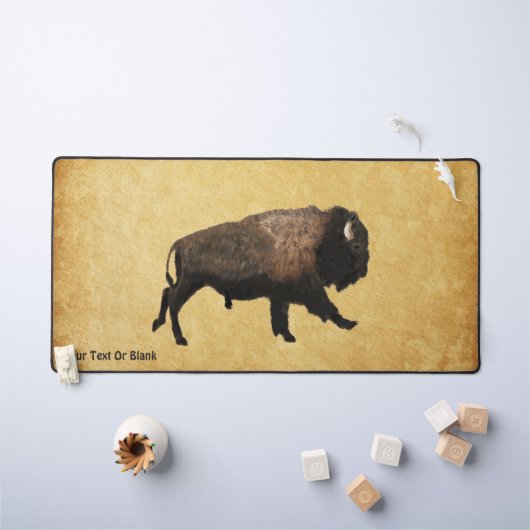 Bison gatsen op oud papier bureaumat (Kindertafel)