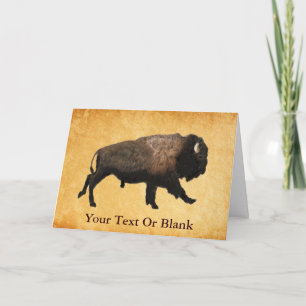 Bison gatsen op oud papier kaart