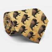 Bison gatsen op oud papier stropdas (Opgerold)