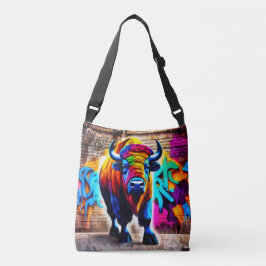 Bison graffiti-stijl crossbody tas
