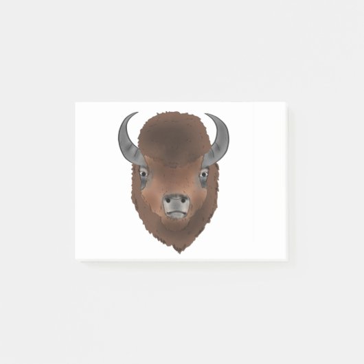 Bison head buffalo wild animal art post-it® notes (Voorkant)