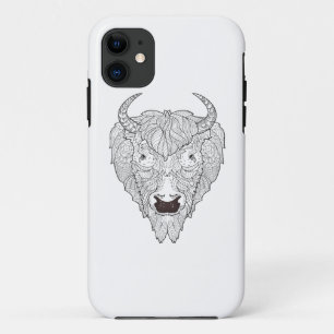 Bison Head Doodle iPhone 11 Hoesje