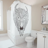 Bison Head Doodle Douchegordijn (In situ)