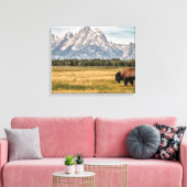 Bison in de Tetons Canvas Afdruk (Insitu (Woonkamer))