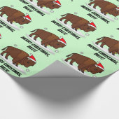 Bison in Santa Hat op Feestdagen Naam Cadeaupapier (Hoek)