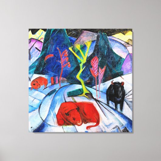 Bison in Winter, schilderij van Franz Marc Canvas Afdruk (Voorkant)