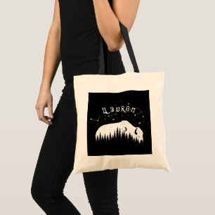 Bison Moon Wood Stars Galaxy Grey Trekking Reizen Tote Bag
