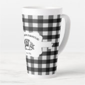 Bison noir Plaid Farm Pig Latte Mug (Angle droit)