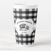Bison noir Plaid Farm Pig Latte Mug (Devant)