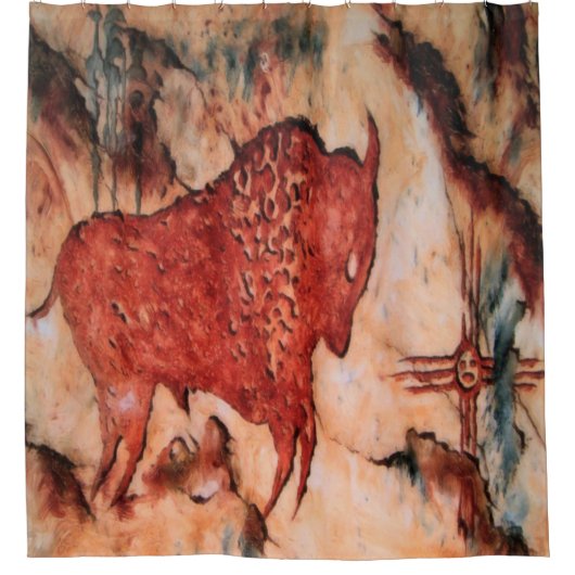 Bison Petroglyph Native American Shower Curtain Douchegordijn (Voorkant)