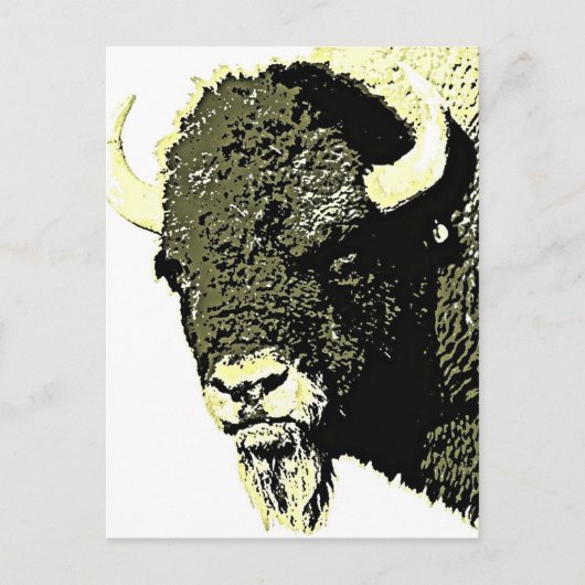 Bison Pop Art Briefkaart (Voorkant)