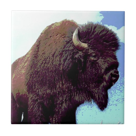 Bison Pop Art Tegeltje (Voorkant)
