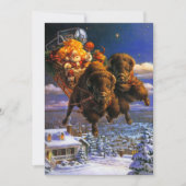 Bison Pulling Santa Claus Holiday Kaart (Voorkant)