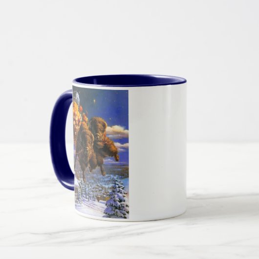 Bison Pulling Santa Claus Mok (Voorkant links)