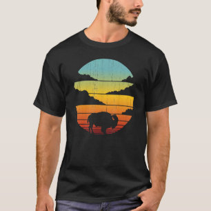 Bison Retro 60s 70s Sunset Buffalo Mammal T-shirt