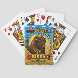 Bison Retro 8-Bit Pixelkunst Pokerkaarten