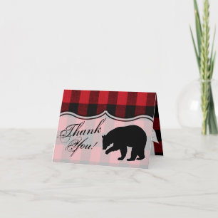 Bison rouge plié Carte de remerciements Lait Ours