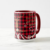 Bison rouge rustique Plaid Reindeer Christmas Mug (Devant droit)