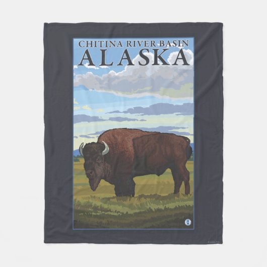 Bison Scene - Chitina River Basin, Alaska Fleece Deken (Voorkant)