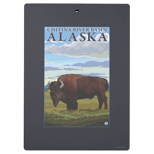Bison Scene - Chitina River Basin, Alaska Klembord (Achterkant)