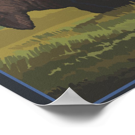 Bison Scene - Chitina River Basin, Alaska Poster (Hoek)