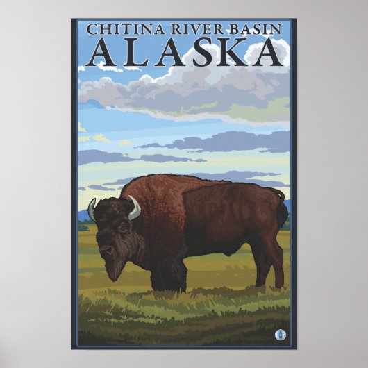 Bison Scene - Chitina River Basin, Alaska Poster (Voorkant)