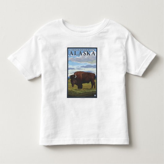 Bison Scene - Copper River Basin, Alaska Kinder Shirts (Voorkant)