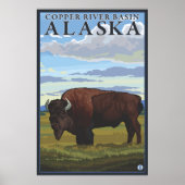 Bison Scene - Copper River Basin, Alaska Poster (Voorkant)