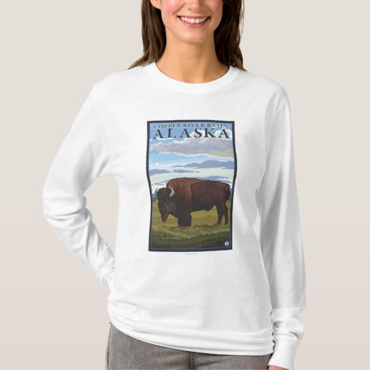 Bison Scene - Copper River Basin, Alaska T-shirt (Voorkant)