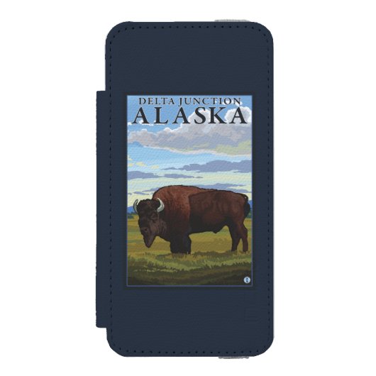 Bison Scene - Delta Junction, Alaska Incipio iPhone Portemonnee Hoesje (Voorkant Agenda)