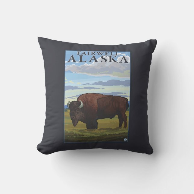 Bison Scene - Fairwell, Alaska Kussen (Voorkant)