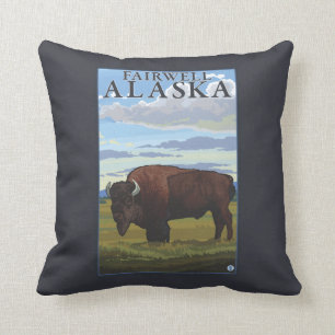 Bison Scene - Fairwell, Alaska Kussen