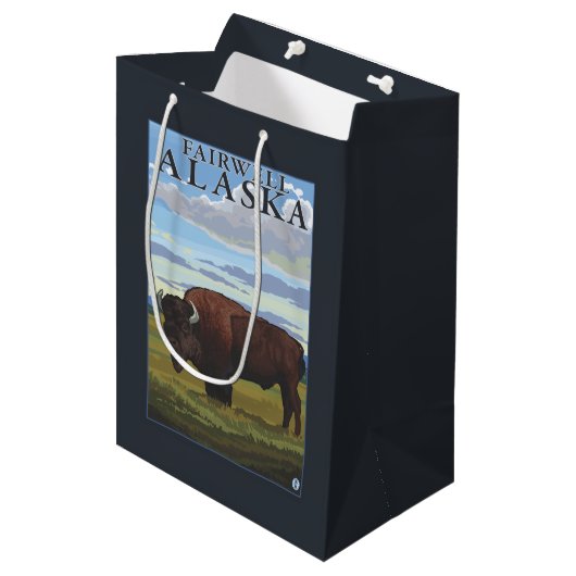 Bison Scene - Fairwell, Alaska Medium Cadeauzakje (Voorkant Gekanteld)