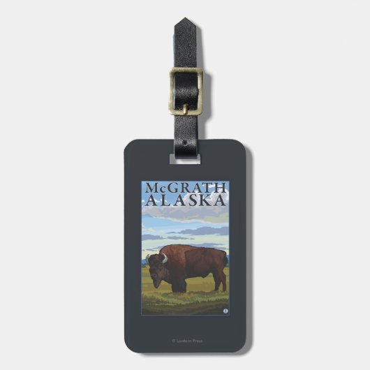 Bison Scene - McGrath, Alaska Bagagelabel (Voorkant verticaal)