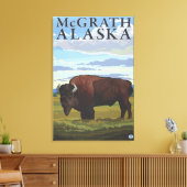 Bison Scene - McGrath, Alaska Canvas Afdruk (Insitu (Woonkamer))