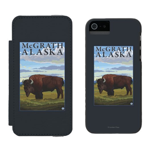 Bison Scene - McGrath, Alaska Incipio iPhone Portemonnee Hoesje (Naast elkaar)