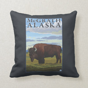 Bison Scene - McGrath, Alaska Kussen