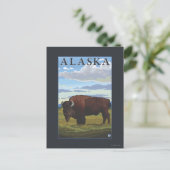 Bison Scene-Vintage Travel Poster Briefkaart (Staand voorkant)