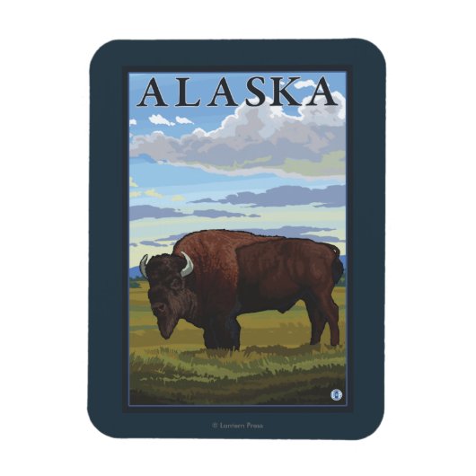 Bison Scene-Vintage Travel Poster Magneet (Verticaal)