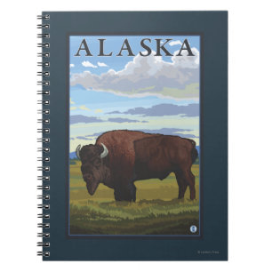 Bison Scene-Vintage Travel Poster Notitieboek