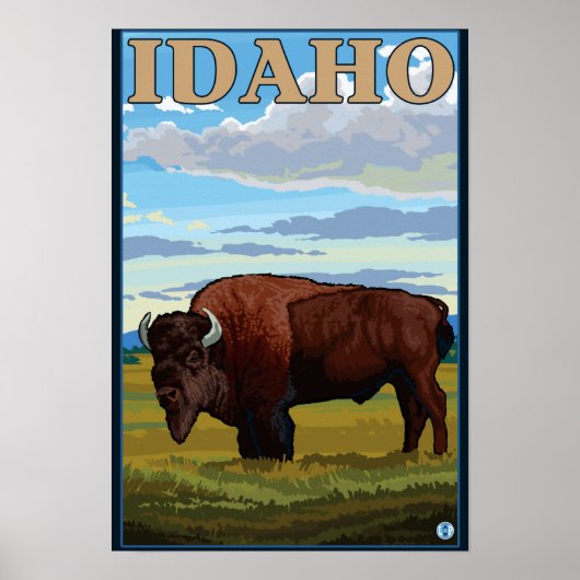 Bison SceneIdahoVintage Travel Poster (Voorkant)