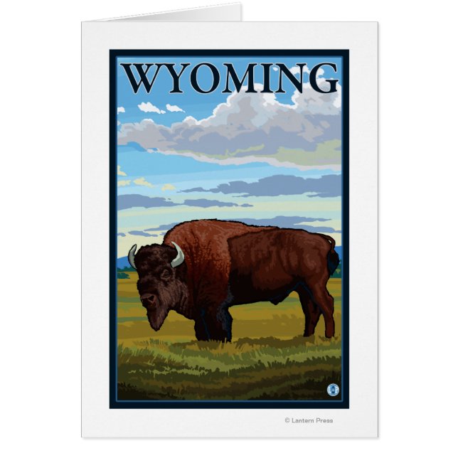 Bison SceneWyomingVintage Affiche de voyage (Devant)